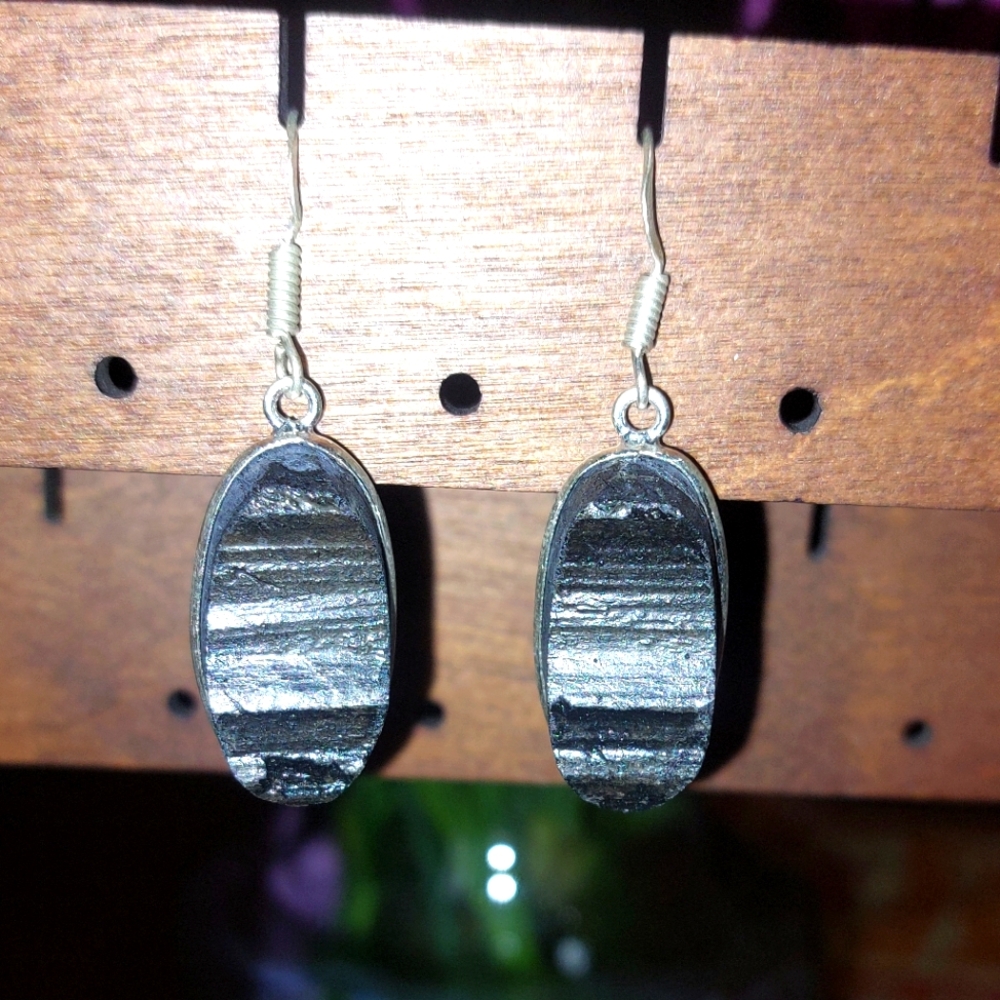 Raw Black Tourmaline Drop Earrings